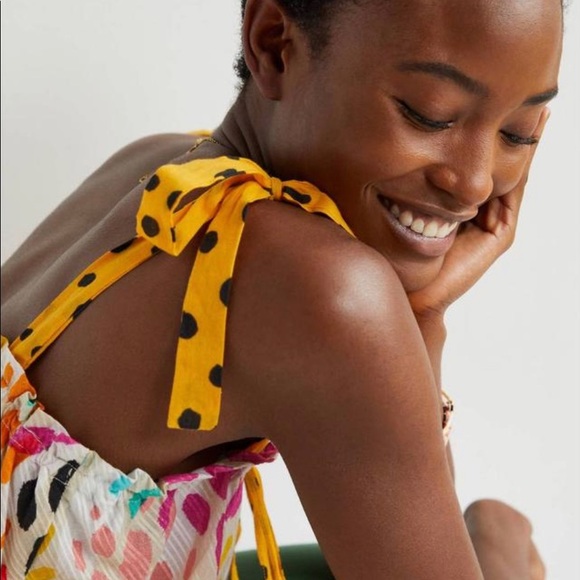 Anthropologie Animal Print Tie Strap Ruffle Tank Top - Picture 5 of 12